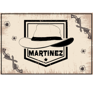 Rollo fenster beige mit cowboyhut und namen - TenStickers
