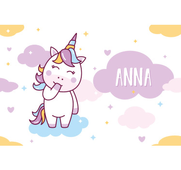 Toile noire fenêtre personnalisable enfant licorne - TenStickers
