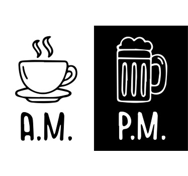 Toile noire fenêtre café du matin et bière du soir - TenStickers