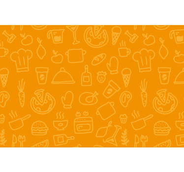 Toile fenêtre orange fond orange avec couverts - TenStickers