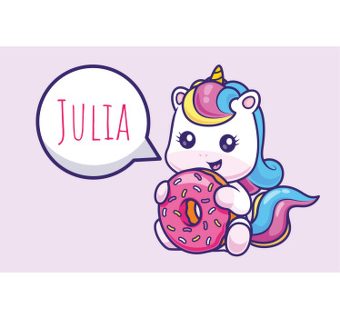 Toile fenêtre violet licorne avec donut - TenStickers