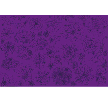 Toile fenêtre violet avec nappe araignée et toile - TenStickers
