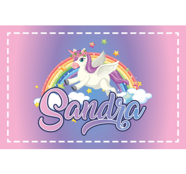 Toile fenêtre violet licorne personnalisable pour enfants - TenStickers