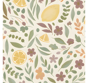 Toile fenêtre extérieur design floral citron - TenStickers