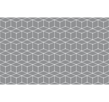 Toile fenêtre extérieur cubes blancs sur fond gris - TenStickers
