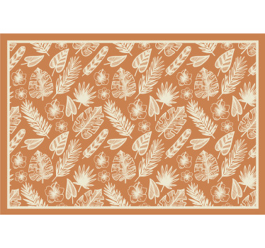 Toile fenêtre extérieur feuilles blanches sur fond orange - TenStickers