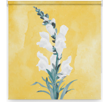 Rollo fenster wohnzimmer weiße blumen gelber hintergrund - TenStickers
