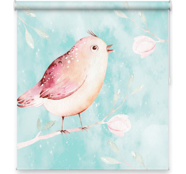 Living room blind with painted bird and white flowers - TenStickers