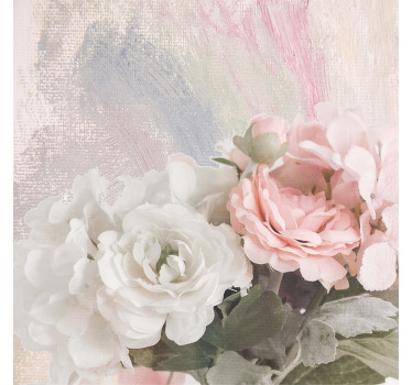 Estor enrollable salón flores blancas y rosas estilo vintage - TenVinilo