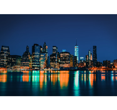 Rulou geam cameră peisaj new york noaptea - TenStickers