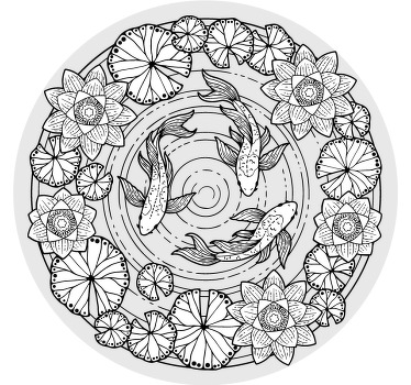 Rulou geam cameră lotus și pești koi - TenStickers