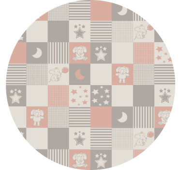 Estor enrollable habitación azulejos nórdicos con elefantes - TenVinilo