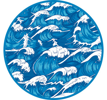 Bedroom roller blind with japanese waves design - TenStickers