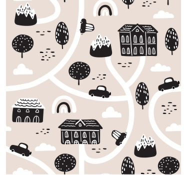 Blind children journey through black and white roads - TenStickers