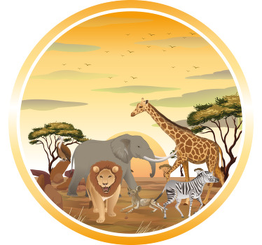 Blind children african animals with plants vinylrugs 2 - TenStickers