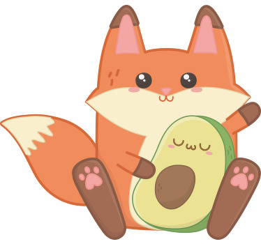 Blind children kawaii fox with avocado plush toy - TenStickers