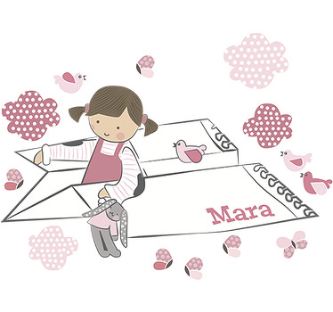 Blind children decorative wall sticker girl airplane - TenStickers