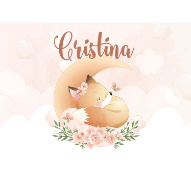 Blind children cute fox for girl with name - TenStickers