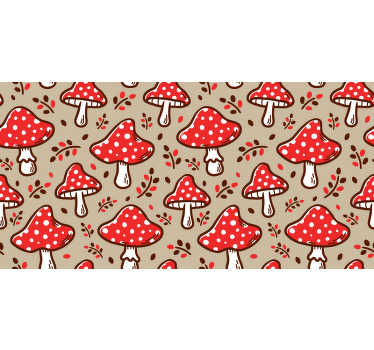 Beige roller blind with typical mushrooms design - TenStickers