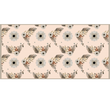 Rollo fenster beige mit pinken und schwarzen pastellblumen - TenStickers