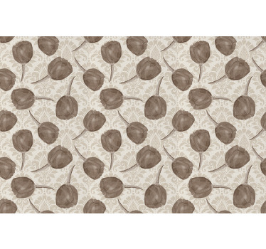 Rollo fenster beige mit grauem tulpenmuster und akanthus - TenStickers