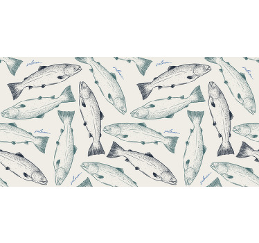 Toile fenêtre salle de bain poisson saumon - TenStickers