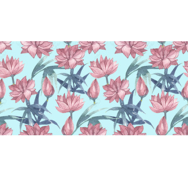 Flower roller blind in blue watercolor flowers - TenStickers