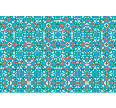 Toile fenêtre vintage carrelage hydraulique bleu - TenStickers