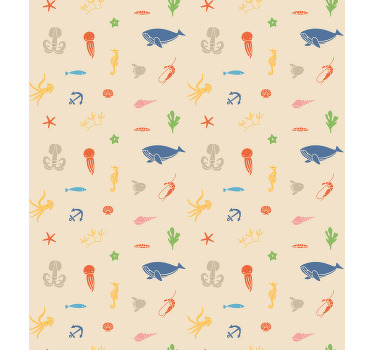 Rollo fenster tiere mit meeresbewohner-muster - TenStickers