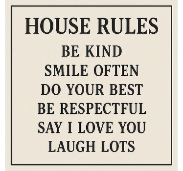 Cortina roller frase reglas básicas del hogar - TenVinilo