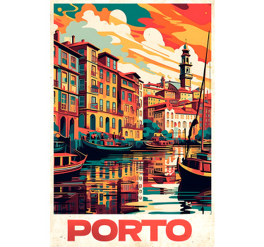 Toile fenêtre vintage affiche oporto vintage - TenStickers