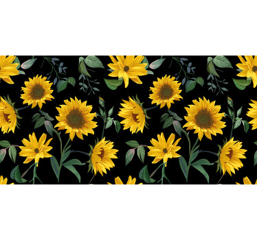 Rollo fenster schwarz sonnenblumen auf schwarzem hintergrund - TenStickers