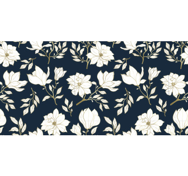 Rollo fenster schwarz mit weißem blumenmuster - TenStickers