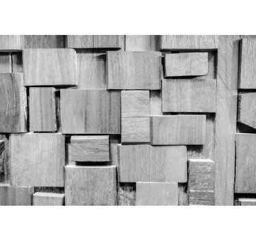 Toile fenêtre gris texture 3d planche bois foncé - TenStickers