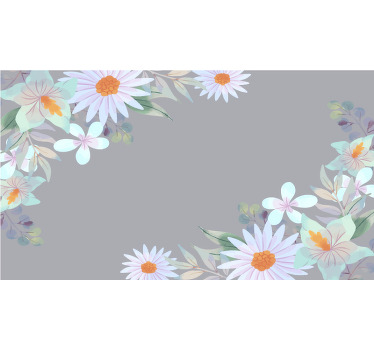Toile fenêtre gris fleurs aquarelle grises et bleues - TenStickers