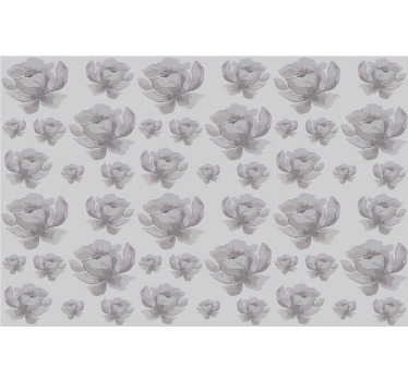 Toile fenêtre gris motif floral années 80 - TenStickers
