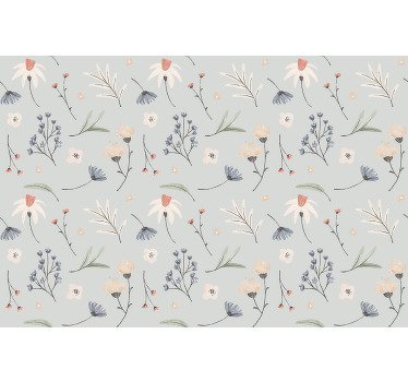 Toile fenêtre gris motif floral hamptons - TenStickers