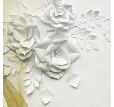 Estor enrollable baño flores blancas y doradas - TenVinilo