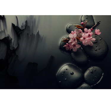 Estor enrollable baño flores y piedras zen - TenVinilo