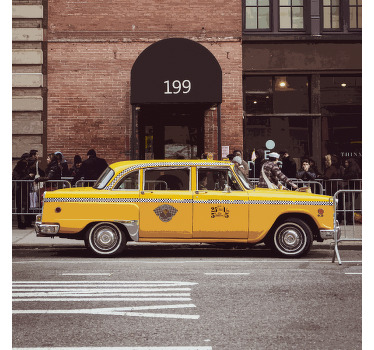 Toimiston rullaverho new yorkin keltainen taksi kuva - Tenstickers