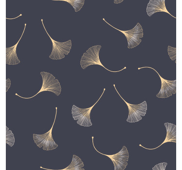 Ginkgo-lehti tummansininen ja kultainen rullaverho - Tenstickers