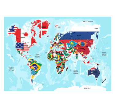 Cortina roller mapamundi banderas de países - TenVinilo