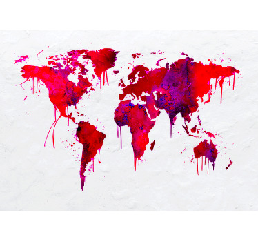 Cortina roller mapamundi mapa mundi acuarela roja - TenVinilo