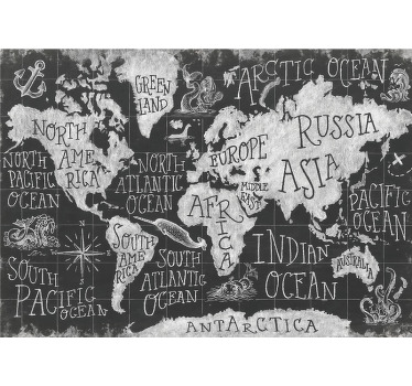 Cortina roller mapamundi mapa del mundo mítico - TenVinilo