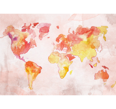 Cortina roller mapamundi mapa mundial acuarelado - TenVinilo