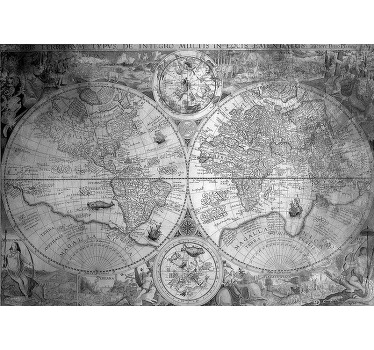 Cortina roller mapamundi mapas del mundo en gris - TenVinilo