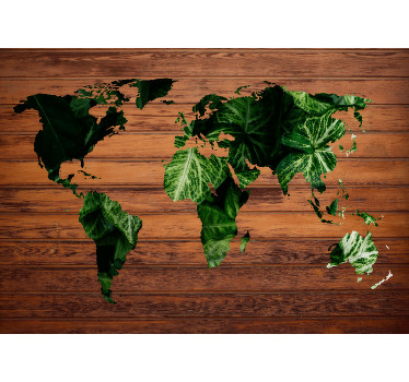 Cortina roller mapamundi mapa del mundo en jungla y madera - TenVinilo