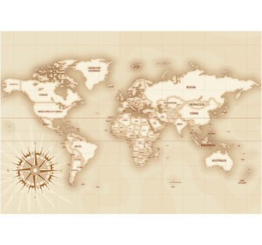 Cortina roller mapamundi mapa mundial vintage - TenVinilo