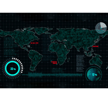 Cortina roller mapamundi mapa mundial futurista - TenVinilo