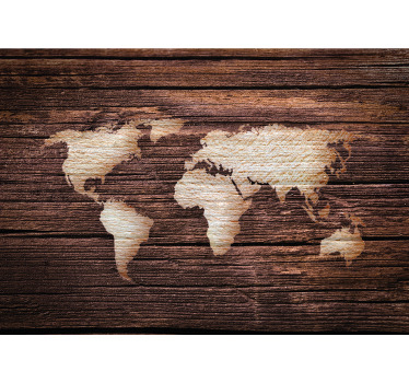 Cortina roller mapamundi mapa del mundo marrón - TenVinilo